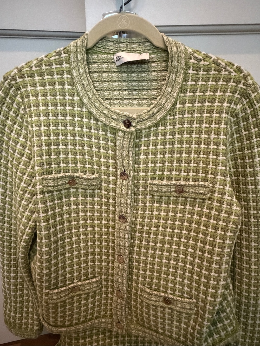 Tory Burch Kendra Jacquard Cardigan and Sweater Skirt